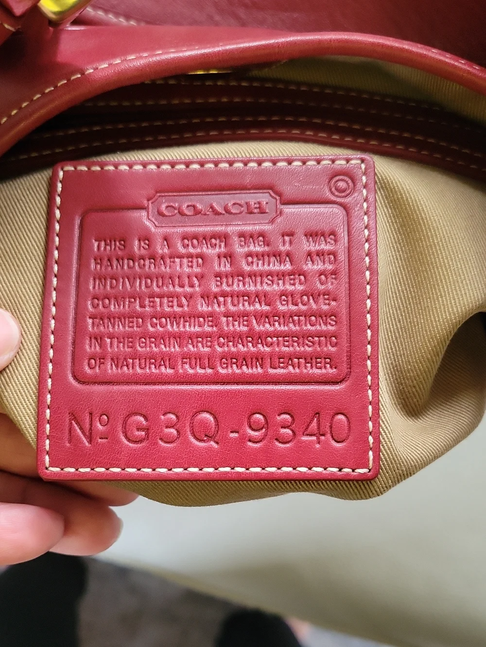 VINTAGE COACH 2003 Red Leather Saddle Bag with Gold Hardware (Style 9340)